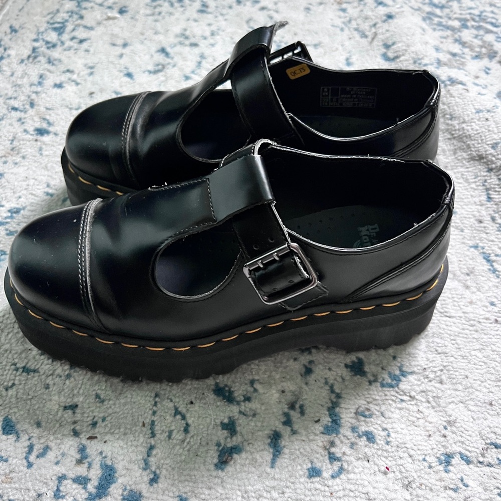 Dr. Martens Black Platform Mary Jane Flats Size 8